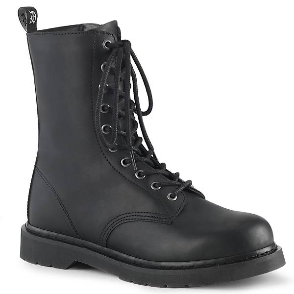 Demonia Bolt-200 Black Vegan Leather Stiefel Herren D173-084 Gothic Kniehohe Stiefel Schwarz Deutschland SALE